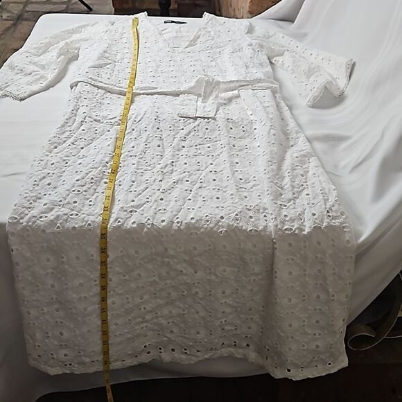 Zara Oversized White Eyelet Women's Maxi dress size XS - Picture 10 of 12